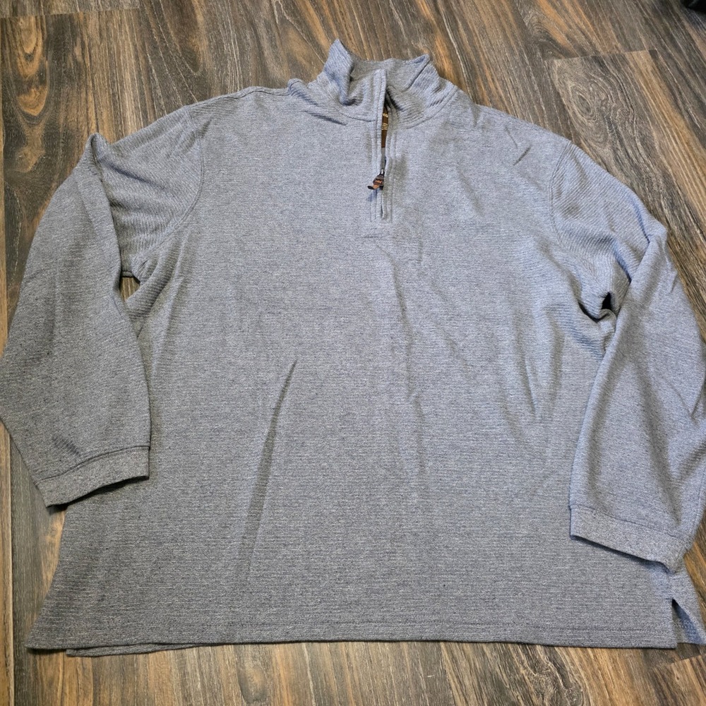 Haggar Mens XL Heather Grey Textured Quarter Zip Pullover Mock Neck Sweater